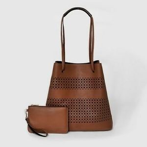 Caramel/bark mid-sized handbag tote